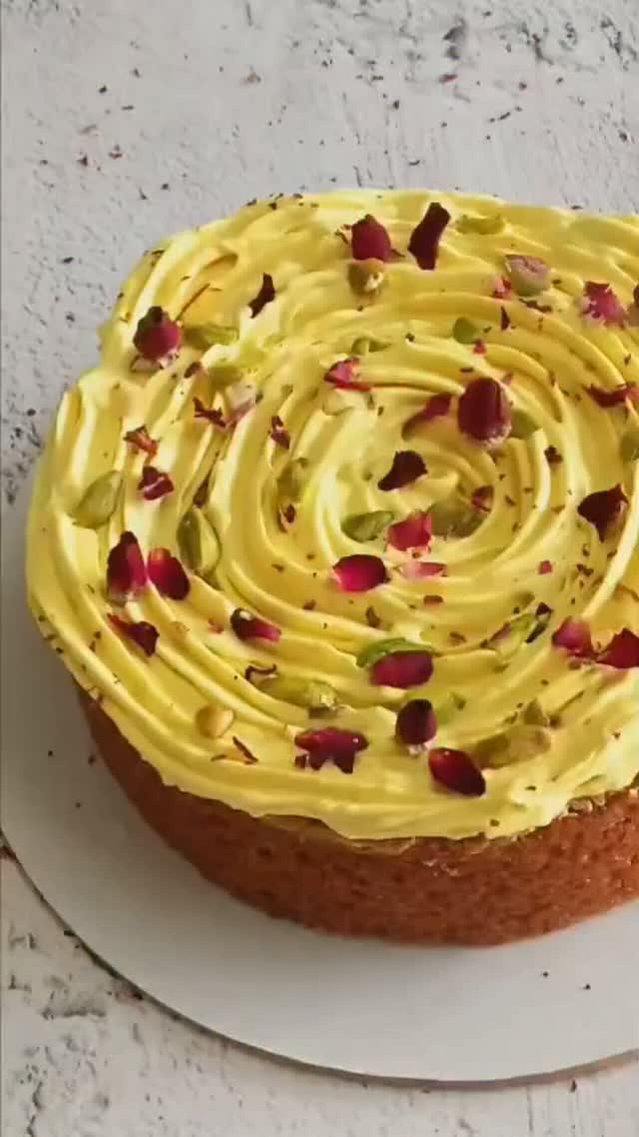 Mawa rabdi cake with rose petals