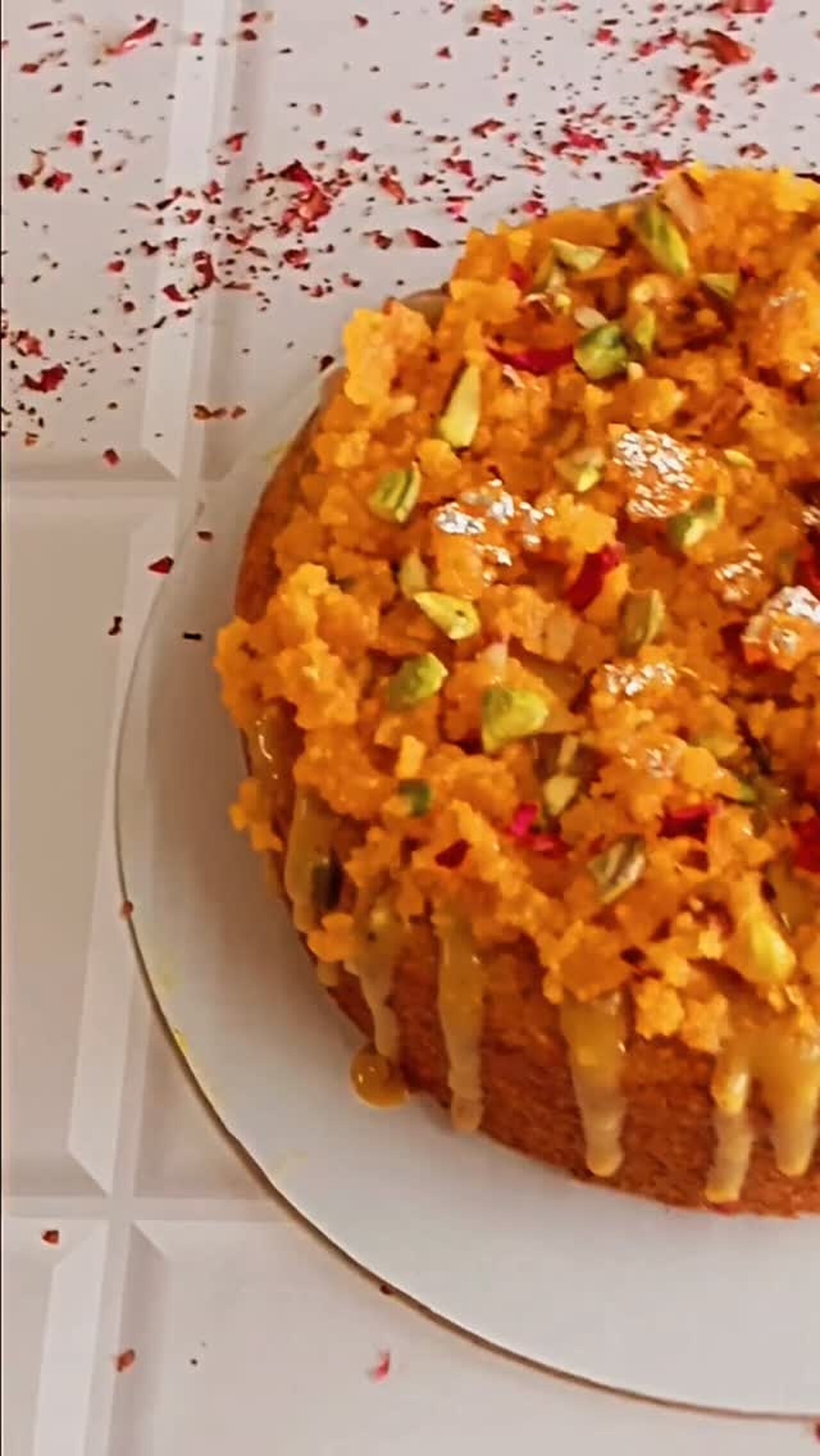 Orange cake with pistachios and glaze